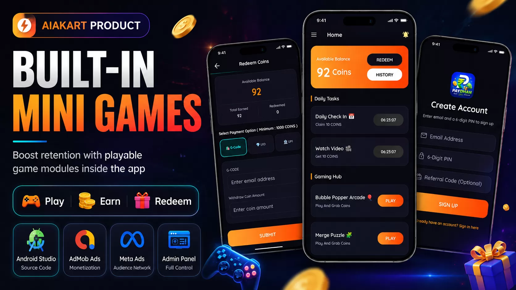 Ultimate Gaming & Earning App With Admin Panel – Android Studio - AIAKART