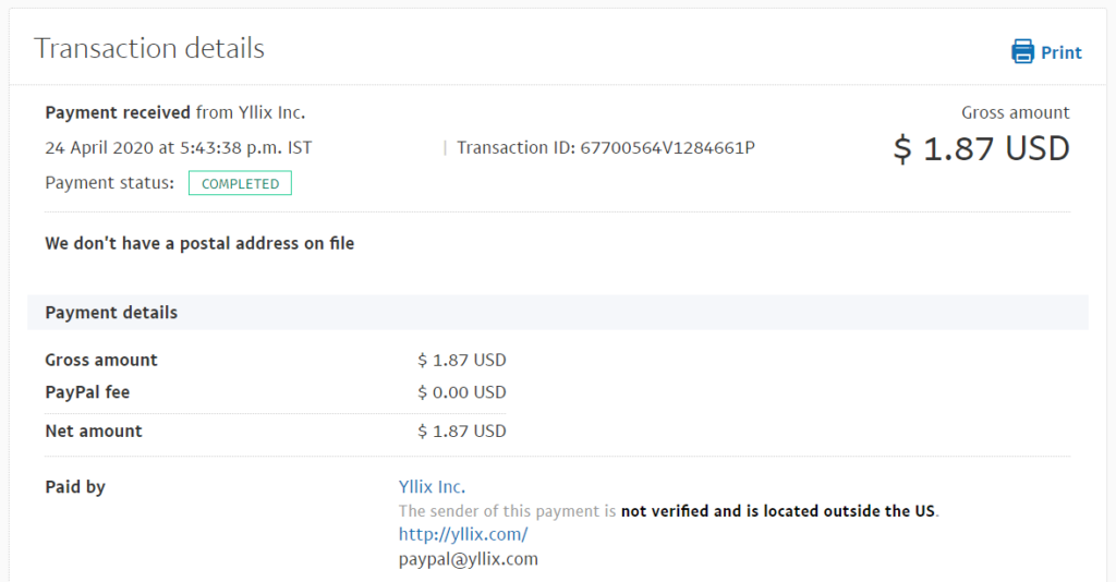 yllix payment proof
