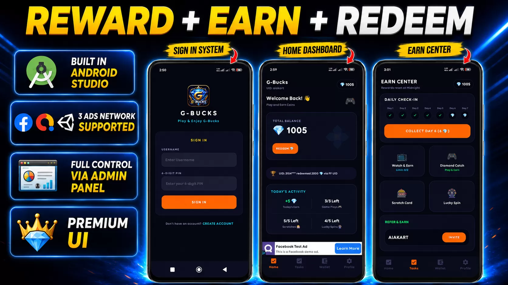 Rewards App With Multi Ads Network, Mini Games – Android Studio - AIAKART